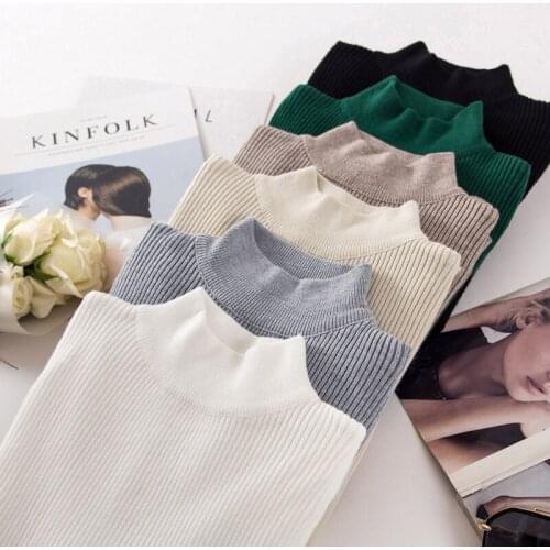 New Solid Color Woman Sweaters Fashion Autumn and Winter Computer Knitted Lady Sweaters Slim Fit Mock Turtleneck Women Sweaters