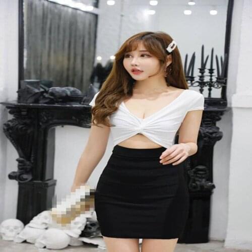 ZC2983 2021 Summer new women fashion temperament Sexy V Neck low cut Show Slim dress cheap wholesale