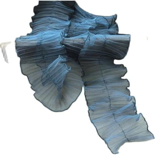 1M Pleated Elastic Lace Collars Tulle Embroidery Ribbon Trim Wide 10cm Guipure Sewing Materials Mesh Fabric For Dress Crafts SA8
