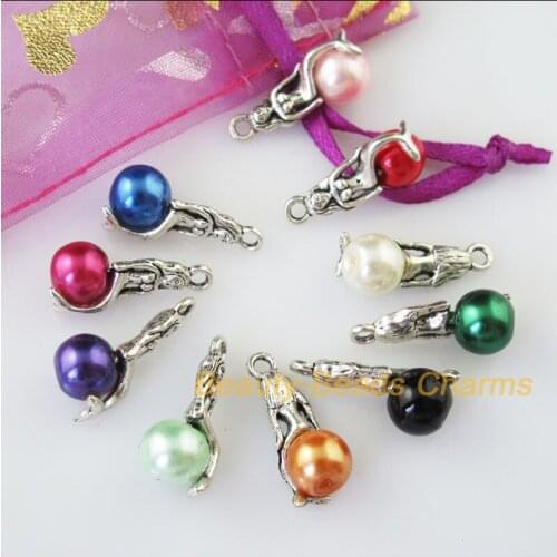 10Pcs Antiqued Silver Color DIY/ Mermaid Beads Mixed Charms Pendants