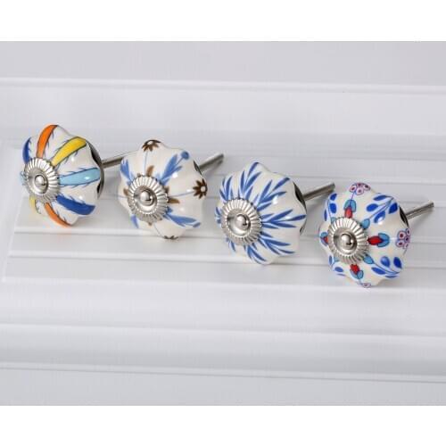 40mm Ceramic Door Drawer Handles Pumpkins Knobs European Colorful Cabinet Cupboard Dresser Handles Pull Knobs Furniture Hardware