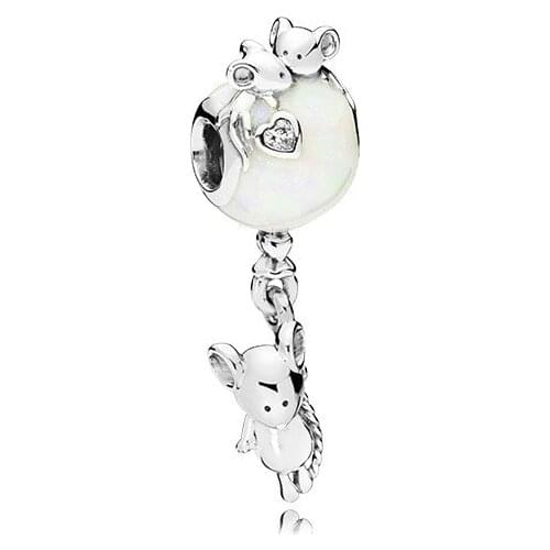 5PCS Alloy Silver Color European Mouse Charm White Enamel DIY Animal Bead&Jewelry Marking For Women Pendant Bracelets Wholesale
