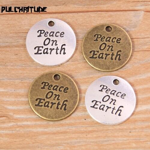8pcs 19mm Two Color Metal Zinc Alloy Round Letter Charms Fit Jewelry Medical Plant Pendant Makings