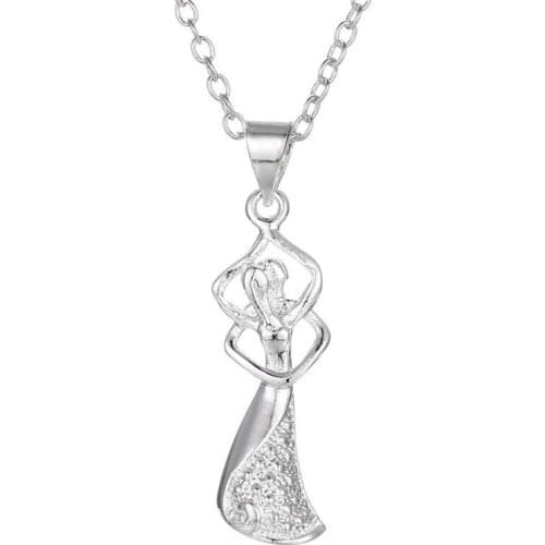 925 Sterling Silver Ballet Dancer Creativity Choker Necklace Pendant Gift for Women Wedding Jewelry Gift