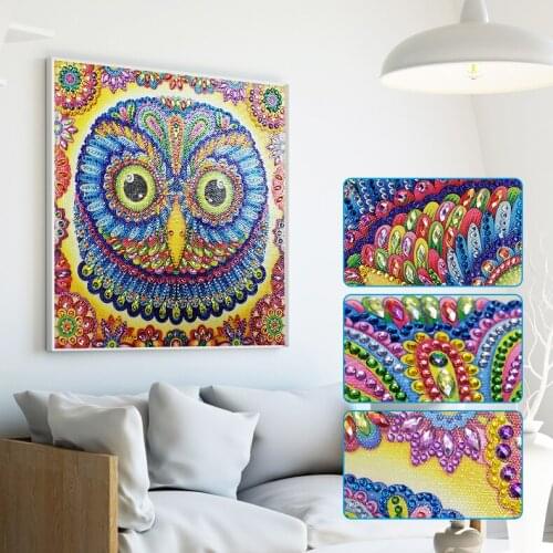 5D Diamond Painting Special Shaped Partial Drilled Cross Stitch Kits Animals Owl Diamond Embroidery Art Craft Decor Home Gift