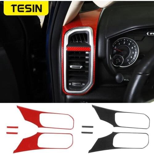 TESIN Car Center Console Both Sides Air Vent Outlet Decoration Cover Stickers for Dodge RAM 1500 2018-2020 Interior Accessories