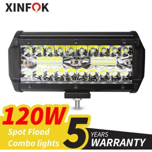 Car Work Light 3030 SMD LED Chips 120 watts DC 12/ 24 Volts Universal 6500K White Spot Lighting for FSO for 4WD 4x4
