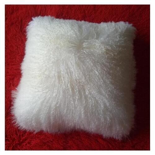 MS.SOFTEX Natural Lamb Fur Cushion Cover Mongolian Lamb Fur Pillowcase Plush Fur Cushion Cover Real Lamb Fur Pillow Case