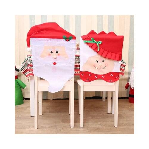 Christmas Chair Cover Mr and Mrs Santa Claus Chair Back Cover Christmas Dinner Table Hotel Decor Holiday Party Xmas Ornament
