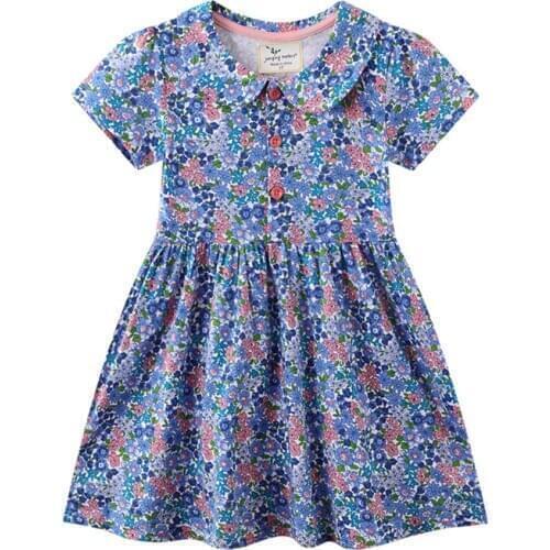 Jumping Meters Flowers Baby Girl Dresses New Top Brand Cotton Jersey Princess Children Clothes Floral Print Summer Kid Frock