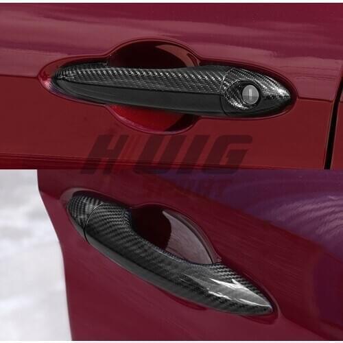 For Alfa Romeo Giulia 952 Stelvio 949 2017 2018 Real Carbon Fiber Car Exterior Door Handle Grab Cover Trim Sticker Styling