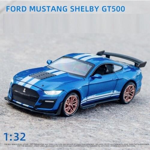 Fast And Furious 9 Car Model 1/32 Diecast Ford GT500 Alloy Car Toys For Children Light And Sound Pullback Mustang Model Gifts