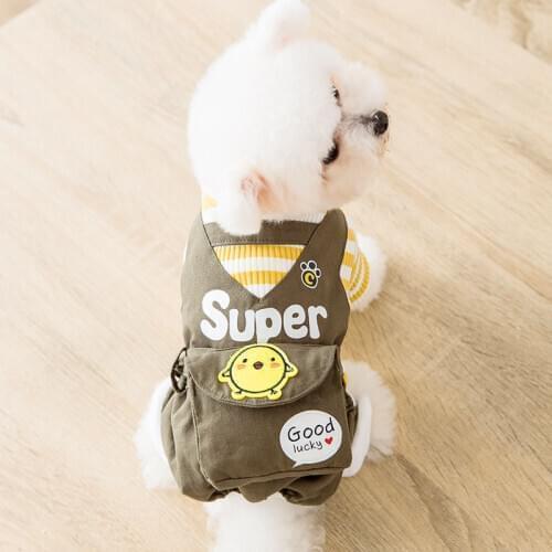 Dogs Jumpsuits Winter Warm Thick Padded Striped Knitted Sweater Coat for Small Medium Dog Cat Puppy Four-Legged Clothing