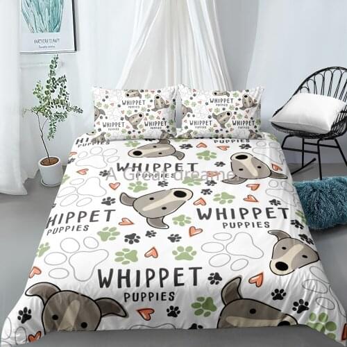 3D Cartoon Dog Duvet Cover Set Animal Pet Bedding Sets Quilt Cover and Pillowslip Design Cute Bed Set Simple Bed Comforter Set