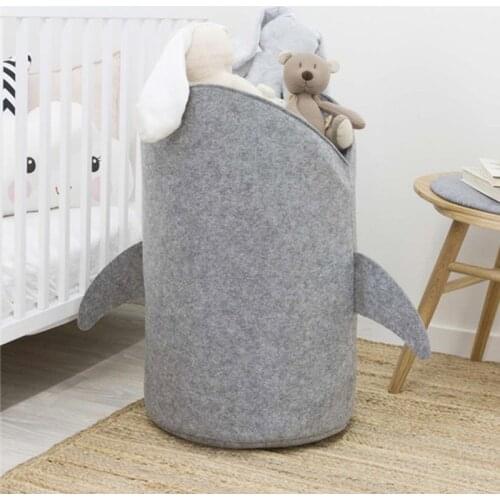 Large Capacity Shark Shape Storage Basket Toys Clothing Container Dustproof Animal Felt Laundry Bag For Baby Kids Home Organizer