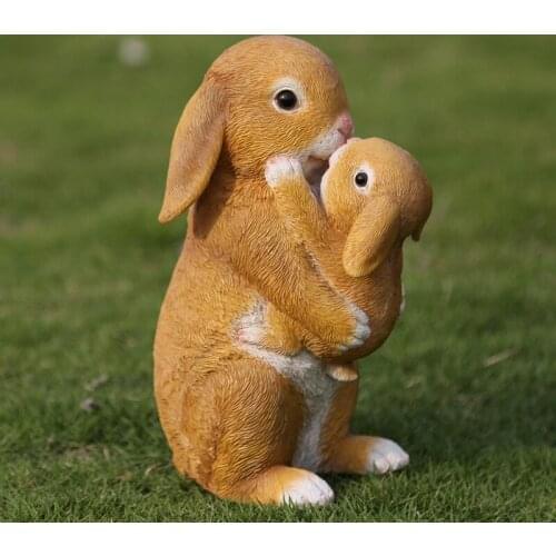 Creative Resin Cartoon Rabbit Sculpture Ornaments Home Outdoor Courtyard Micro Landscape Crafts Miniature Garden Statue Decor