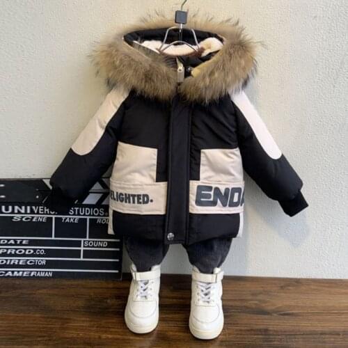12M-8 Years coat for boys Toddler Boys Fur Hooded Coats Winter Jacket Children Kids Boys Clothes Outwear Outfits Warm Parkas