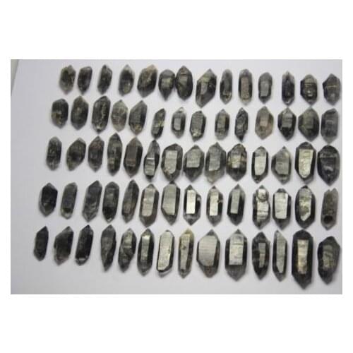 Small 290g 60pcs AAA+++ Tibetan BLACK Phantom Crystal double end Specimen