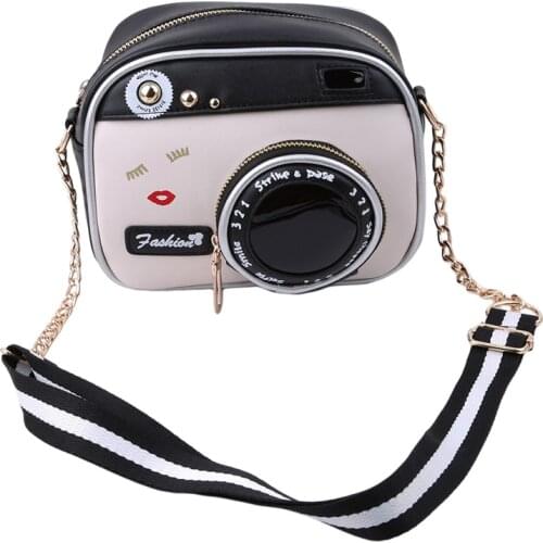 Creative Handbag 2021 Vintage PU Leather Lady Camera Shoulder Bag Female Handbag Chain Messenger Female Crossbody Bag Flap Totes