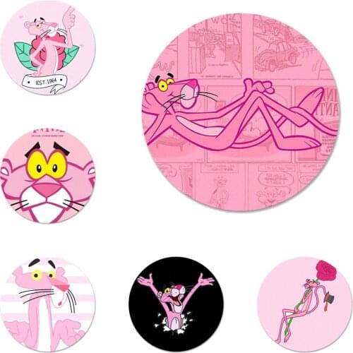 Cute cartoon Pink Panther Icons Pins Badge Decoration Brooches Metal Badges For Clothes Backpack Decoration