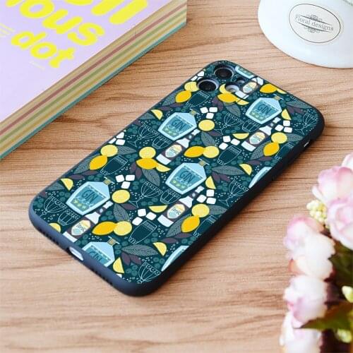 For iPhone Gin And Tonic Print Soft Matt Apple iPhone Case 6 7 8 11 12 Plus Pro X XR XS MAX SE