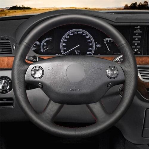 DIY Anti-Slip Wear-Resistant Steering Wheel Cover For Mercedes-Benz S-Class 2006 - 2008 Car Interior Decoration