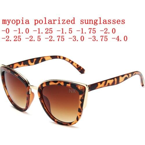 Retro Classic Prescription Sunglasses Women Polarized Cat Eye Nearsighted Glasses Men SPH 0 -0.5 -0.75 -1.0-1.5 To -6.0 NX