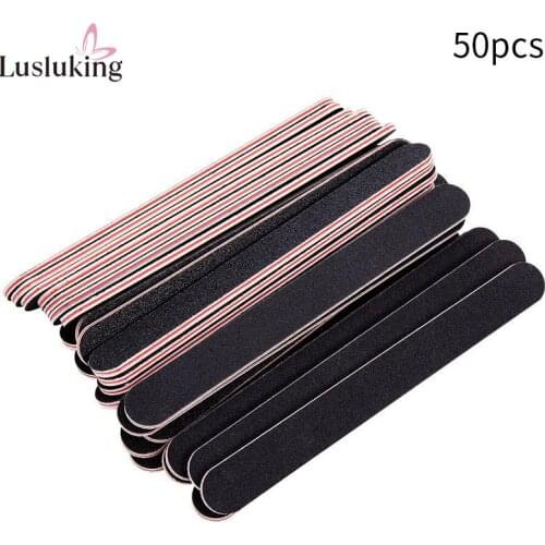 50pcs Nail Art Files Buffing Sandpaper Tips Slim File Buffer Grit 100/180 Manicure Professional Double-sided Pedicure Nail Tools
