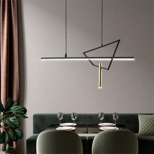 Nordic Restaurant Long Line Pendant Lights Bar Post Modern Geometric Living Room Led Dining Room Table Hanging Lamps Fixtures