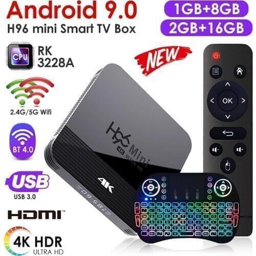 H96 RK3228A Smart TV BOX Android 9.0 Mini H8 8GB/16GB WIFI Media Player Quad Core 4K 3D Video Dual-band With Air Mouse Keyboard