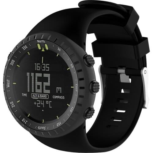 Silicone Replacement For SUUNTO CORE All Black Watchband Strap Outdoor Sports Watch Band Accessories