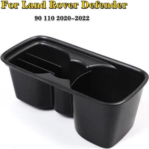 Car Styling ABS Black Car Central Cup holder Compartment Storage Box Mat For Land Rover Defender 90 110 20-22 Car Accessories