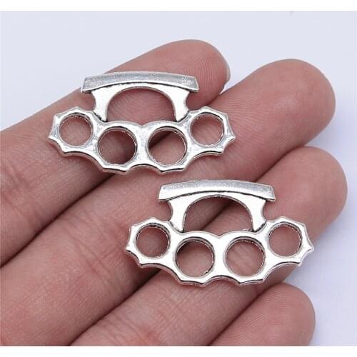 Tristana 20pcs 32x19mm Antique Silver Color Thick Brass Knuckles Charms Pendant For Jewelry Making DIY Jewelry Findings
