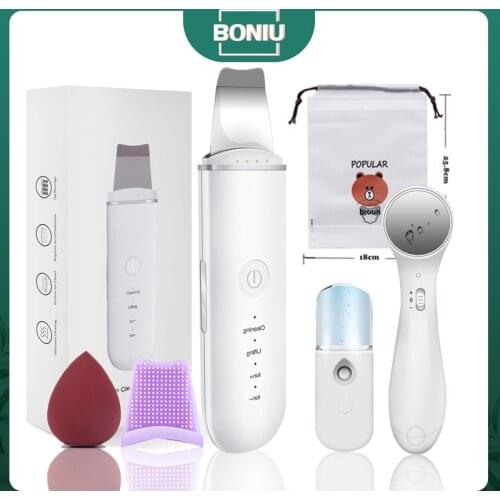 Ultrasonic Skin Scrubber Facial Pore Cleaner Peeling Blackhead Remover Massage Scrubber Vibrate Deep Cleansing Skin Lift Shovel