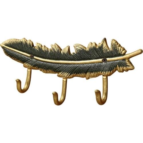 Vintage Cast Iron Home Ornaments Decorative Metal Feather Wall Mount Hooks Towel Rack Clothes Hat Coat Key Hanger