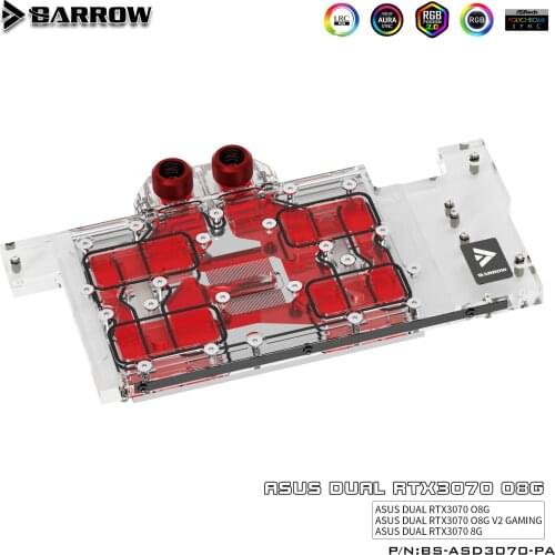 Barrow 3070 GPU Water Block for ASUS DUAL 3070, Full Cover ARGB GPU Cooler, BS-ASD3070-PA