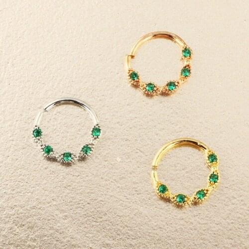 Women Nose Piercing Ring Copper Green Rhinestone Trend Fake Piercings Femael Accessories Goth Punk Party Sexy Woman Sexy Jewelry