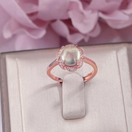 Bijoux Rings For Women Fine Jewelry 100% S925 Silver 8*7mm Prehnite Natural Green Oval Gemstone Adjustable Trendy Ring R-PR005