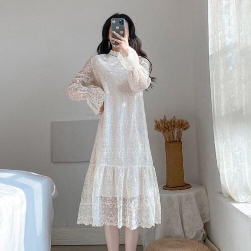 Womens Autumn Lace Dress Long Sleeve Woman Dresses Vestido De Mujer Femme Robe