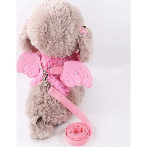 Pet Cat Vest Harness Pearl Cute Angel Wing Princess Pet Dog Harness Leashes Adjustable Leashes Small Dog Harness And Leash Set