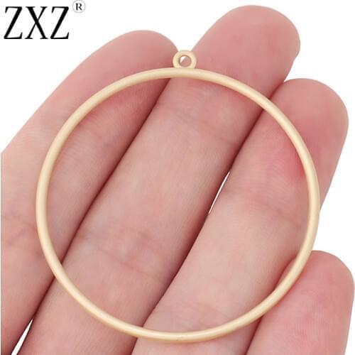ZXZ 10pcs Matte Gold Large Open Round Circle Charms Pendants for Earring Jewelry Making Findings 48x48mm