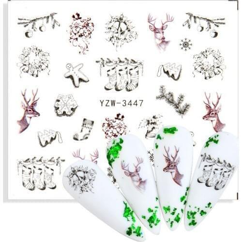 1 Sheet Black White Snowflakes Water Nail Sticker New Year Design Nail Art Decal Water Transfer Slider Decor Manicure Accessorie