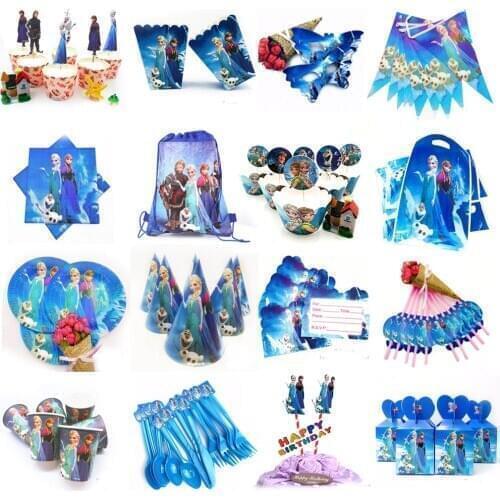 10 Kids Frozen Princess Disposable Tableware Happy Birthday Party Supplies Festival Decoration Event Favor Gender Reveal Girls