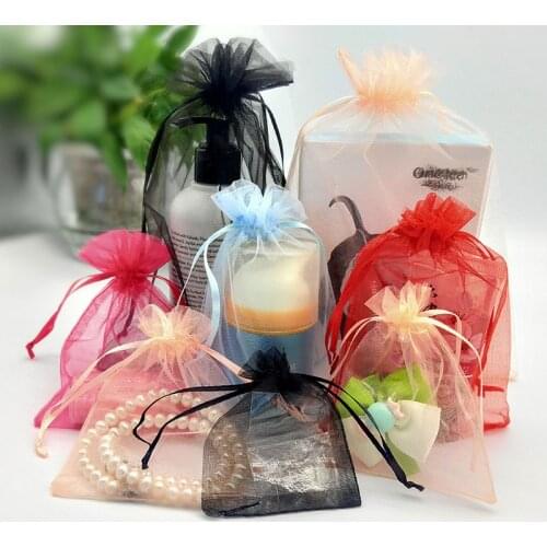 100pcs 10x15 15x20 17x23CM big Drawstring Organza Bags Jewelry Packaging Wedding Party Gift Bag Christmas Birthday Gift Bags