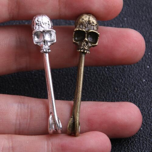 2pcs 15*49mm Metal Brooch Shape Skull Charms Diy Jewelry Accessories Skull Pendant Charms for Jewelry Making
