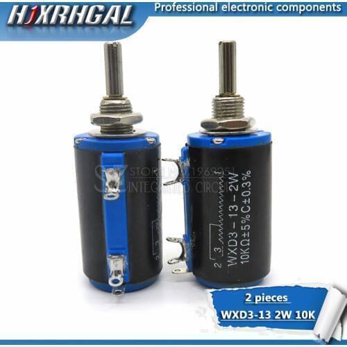 2PCS WXD3-13-2W 10K ohm WXD3-13 2W Rotary side Rotary Multiturn Wirewound Potentiometer