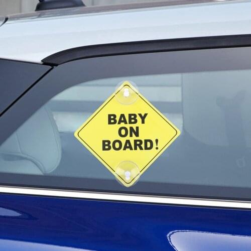2Pcs Baby On Board SAFETY Car Window Suction Cup Yellow REFLECTIVE Warning Sign Accessories