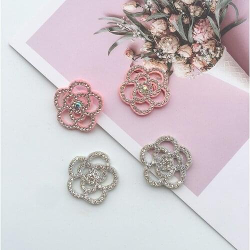 20pcs 3CM Rhinestone Flower Diamond Appliques for Craft Clothes Sewing Supplies DIY Hair Clip Accessories parches para la ropa