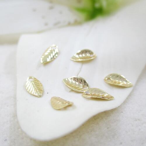 Vacuum gold plating Brass carved small leaf floating drop mini leaves charms for making jewelry accessories 4*7mm 20 pcs