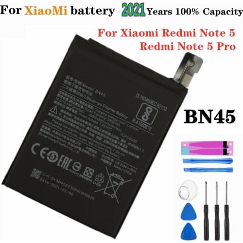 2021 4000mAh BN45 Battery For Xiaomi Redmi Note 5 / Note 5 Pro Phone Battery High Quality Bateria Replacement Batteries + Tools